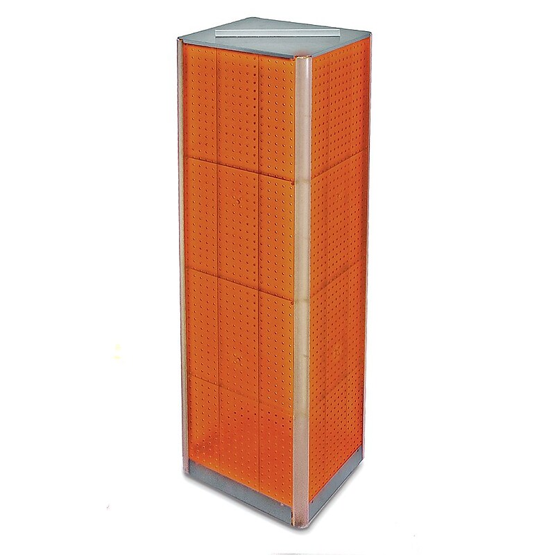 Azar 60" x 16" 4-Sided Pegboard Spinner Floor Display, Orange (700405-ORG) image 1