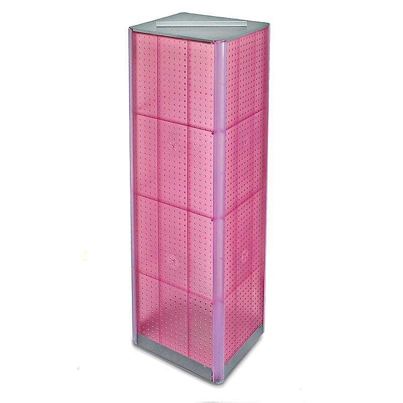 Azar 60" x 16" 4-Sided Pegboard Spinner Floor Display, Pink (700405-PNK) image 1