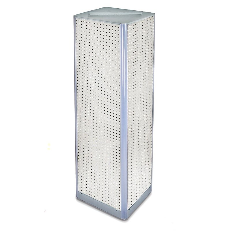 Azar® 60"(H) x 16"(W) 4-Sided Pegboard Spinner Floor Display, White image 1