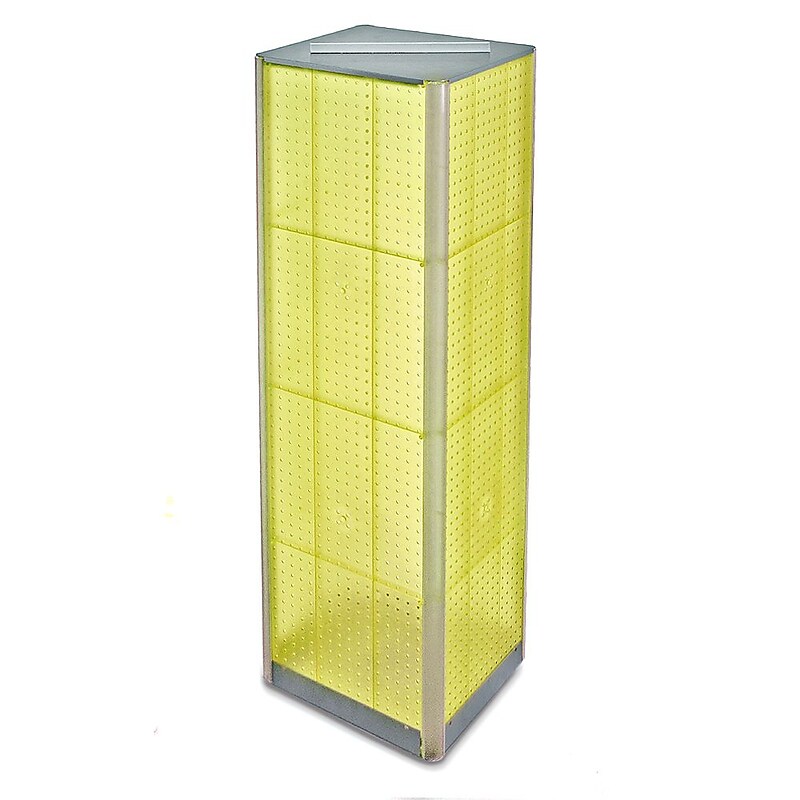Azar® 60"(H) x 16"(W) 4-Sided Pegboard Spinner Floor Display, Yellow image 1