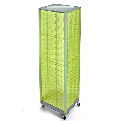 Azar 60" x 16" 4Sided Pegboard Floor Display With Wheels, Green