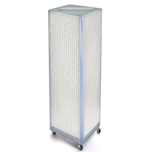 Azar Displays 60"(H) x 16"(W) 4Sided Pegboard Floor Display With Wheels, White at Staples