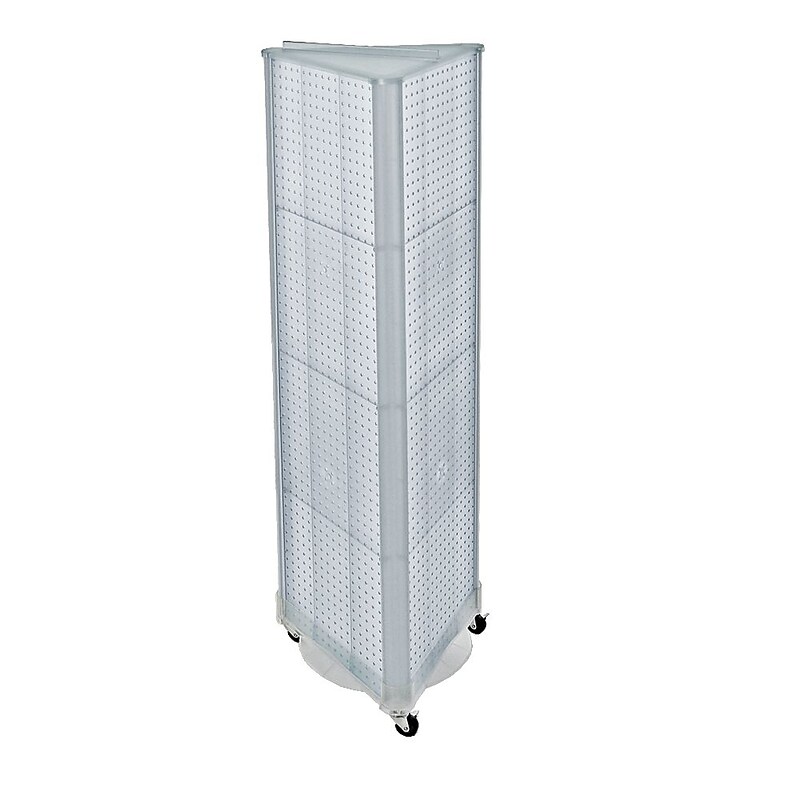 Azar 60" x 16" 3-Sided Pegboard Floor Display With Wheels, Clear (700451-CLR) image 1