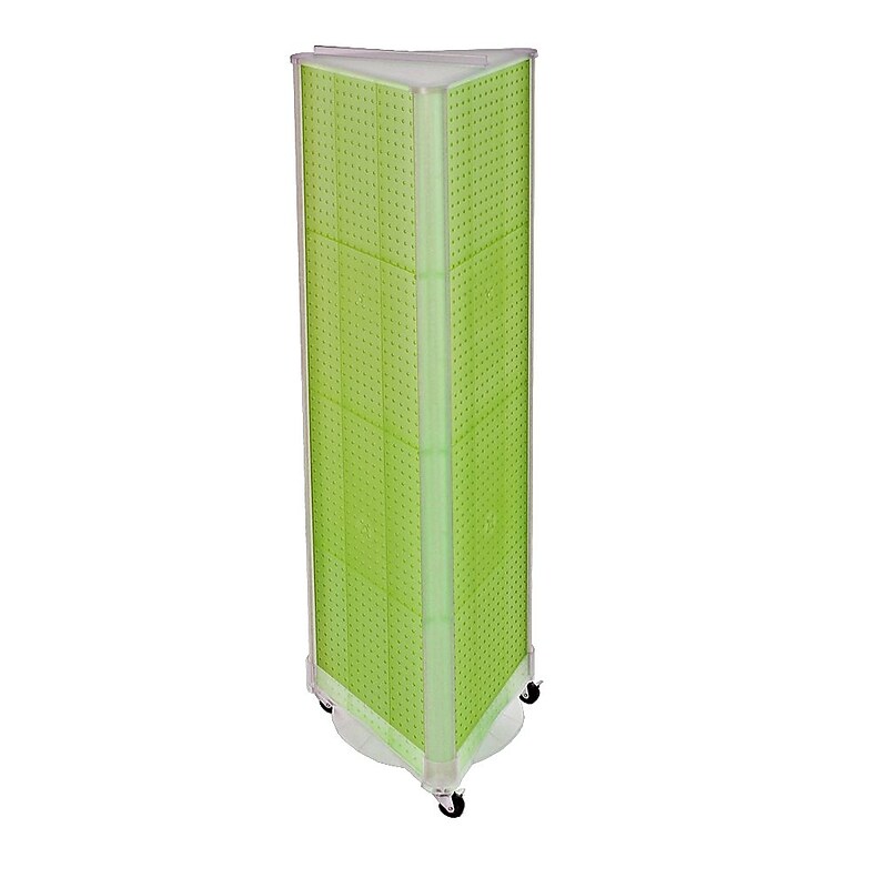 Azar® 60"(H) x 16"(W) 3-Sided Pegboard Floor Display With Wheels, Green image 1