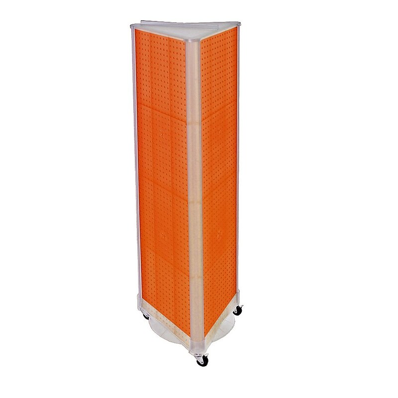 Azar® 60"(H) x 16"(W) 3-Sided Pegboard Floor Display With Wheels, Orange image 1