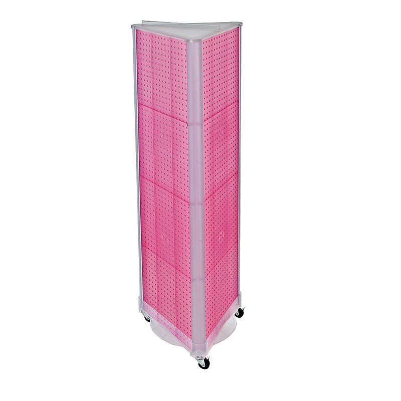 Azar 60" x 16" 3-Sided Pegboard Floor Display With Wheels, Pink (700451-PNK) image 1