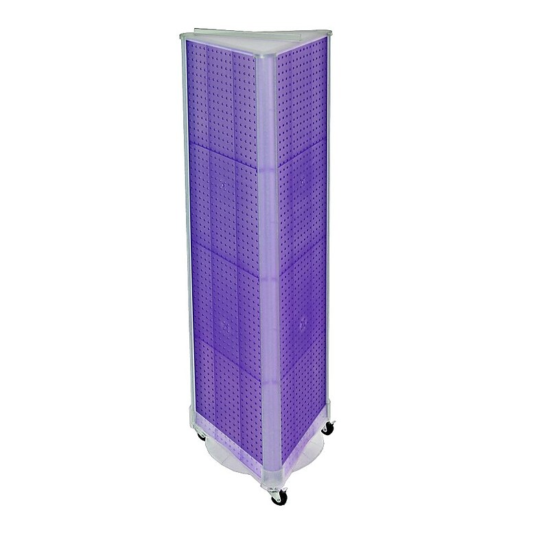 Azar 60" x 16" 3-Sided Pegboard Floor Display With Wheels, Purple (700451-PUR) image 1