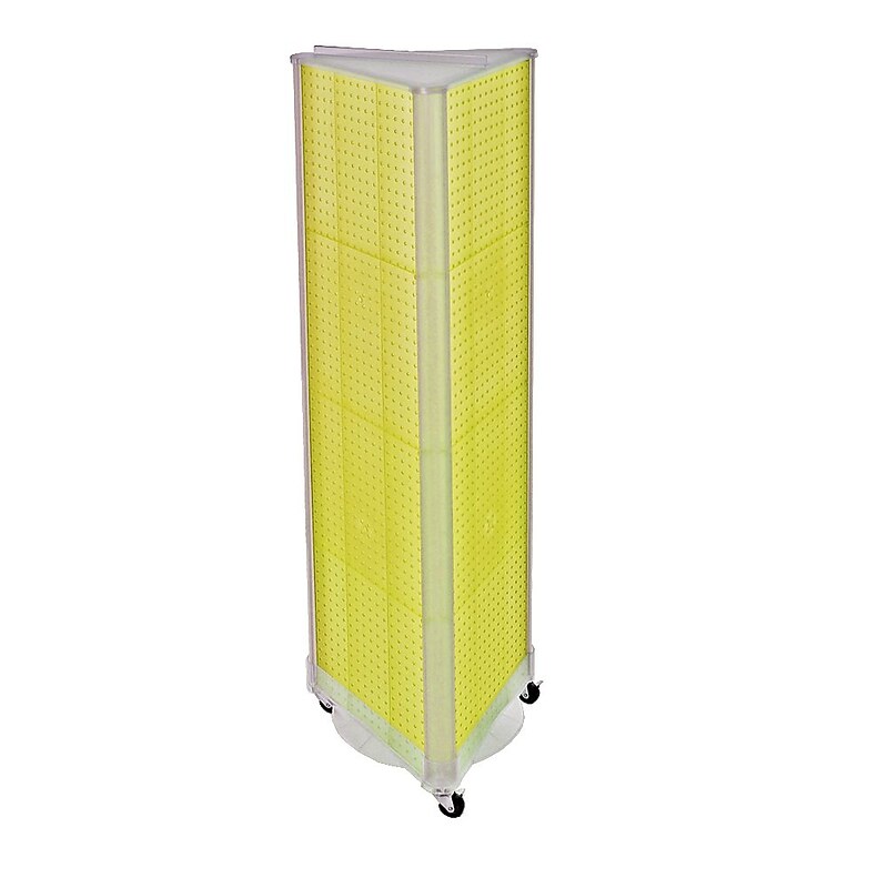 Azar® 60"(H) x 16"(W) 3-Sided Pegboard Floor Display With Wheels, Yellow image 1