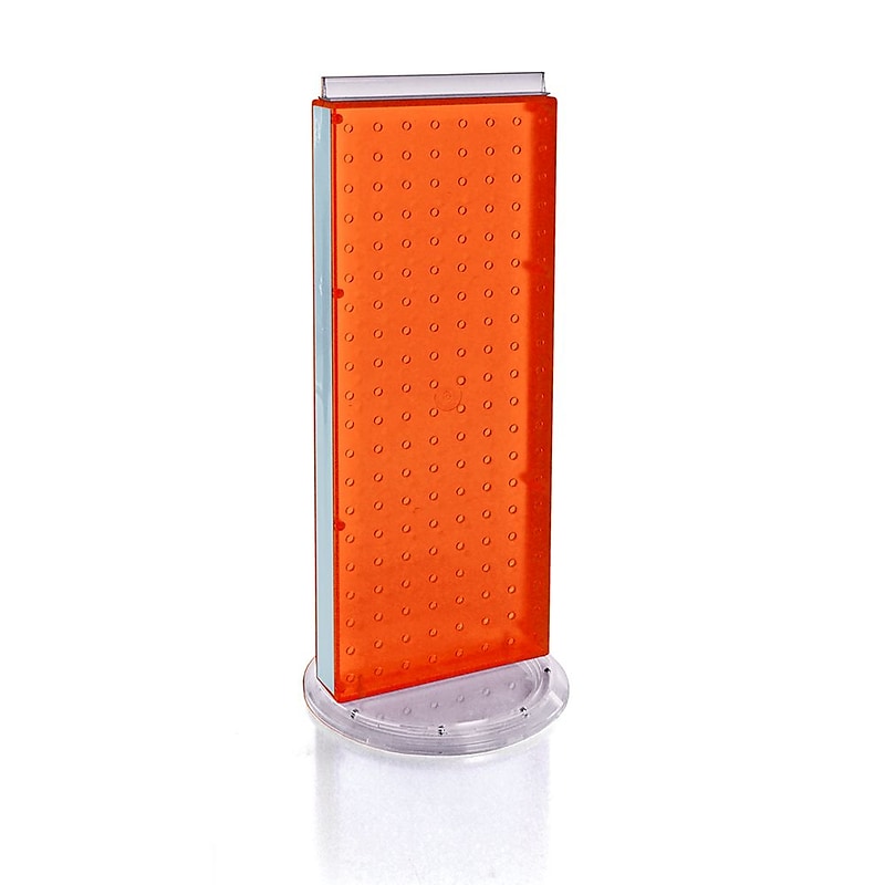 Azar 20"(H) x 8"(W) 2-Sided Revolving Pegboard Counter Unit, Orange image 1