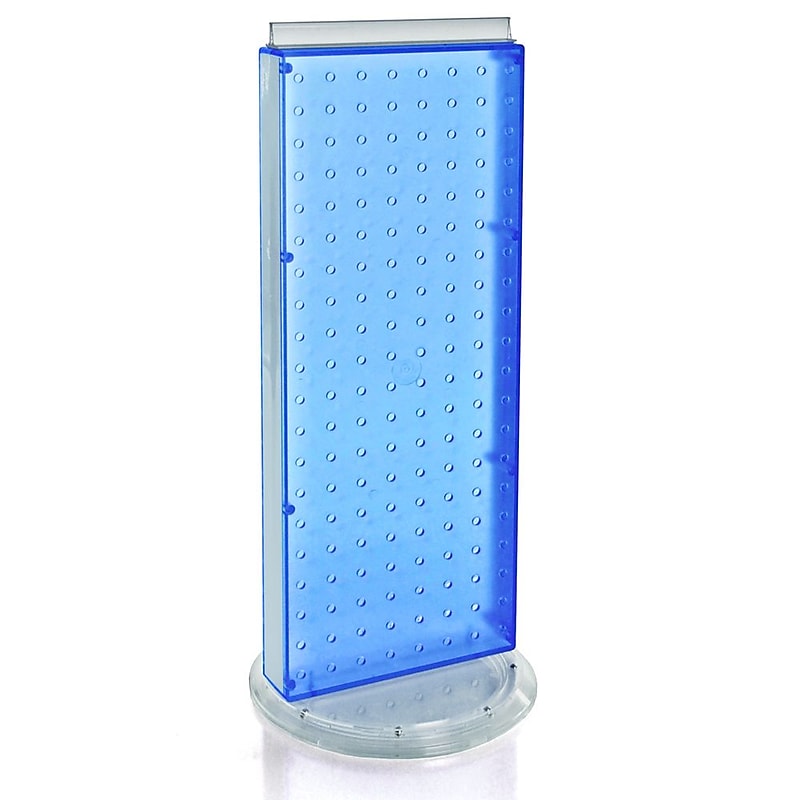 Azar 20"(H) x 8"(W) 2-Sided Non-Revolving Pegboard Counter Unit, Blue Translucent image 1