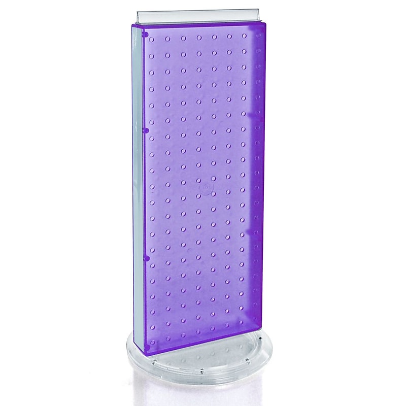 Azar 20"(H) x 8"(W) 2-Sided Non-Revolving Pegboard Counter Unit, Purple Translucent image 1