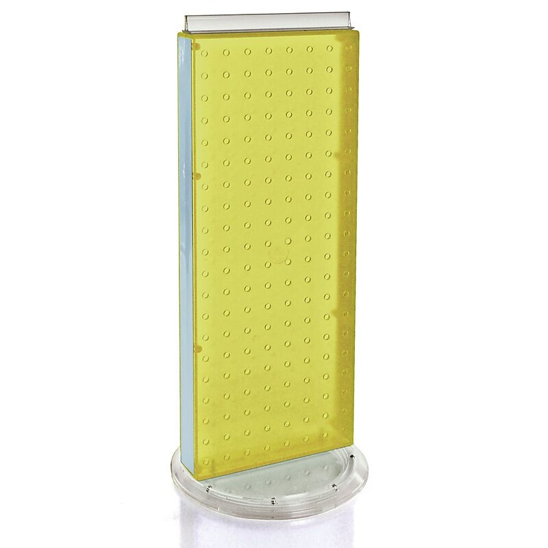 Azar 20"(H) x 8"(W) 2-Sided Non-Revolving Pegboard Counter Unit, Yellow Translucent image 1