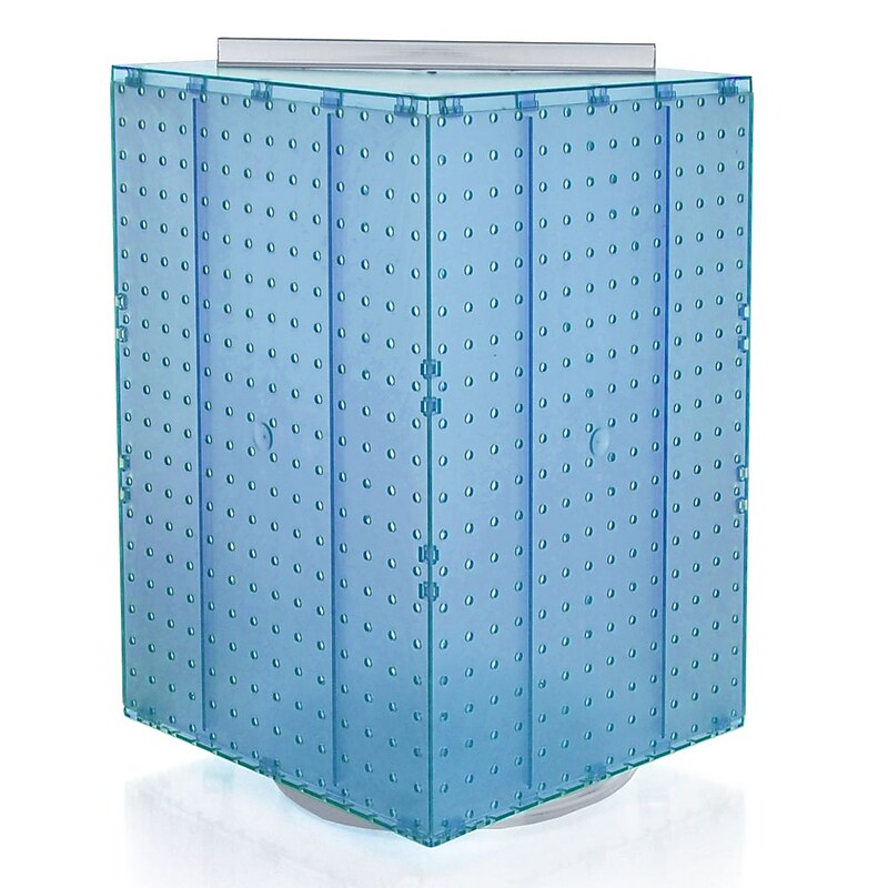 Azar® 20"(H) x 14"(W) x 14"(D) 4-Sided Revolving Pegboard Display, Blue Translucent image 1