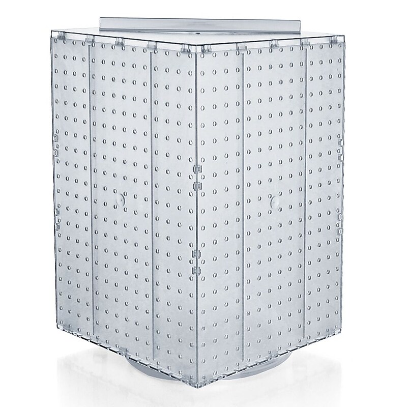 Azar® 20"(H) x 14"(W) x 14"(D) 4-Sided Revolving Pegboard Display, Clear Translucent image 1