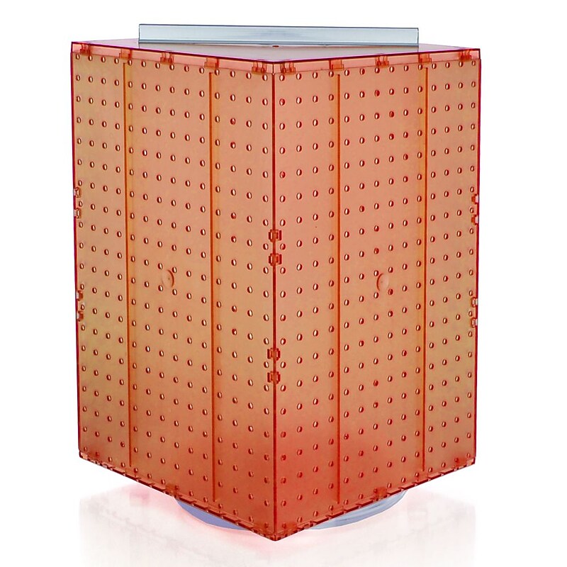 Azar® 20"(H) x 14"(W) x 14"(D) 4-Sided Revolving Pegboard Display, Orange Translucent image 1