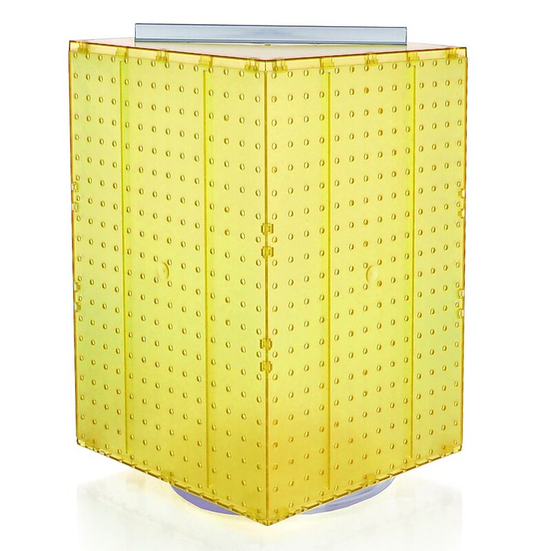 Azar® 20"(H) x 14"(W) x 14"(D) 4-Sided Revolving Pegboard Display, Yellow Translucent image 1