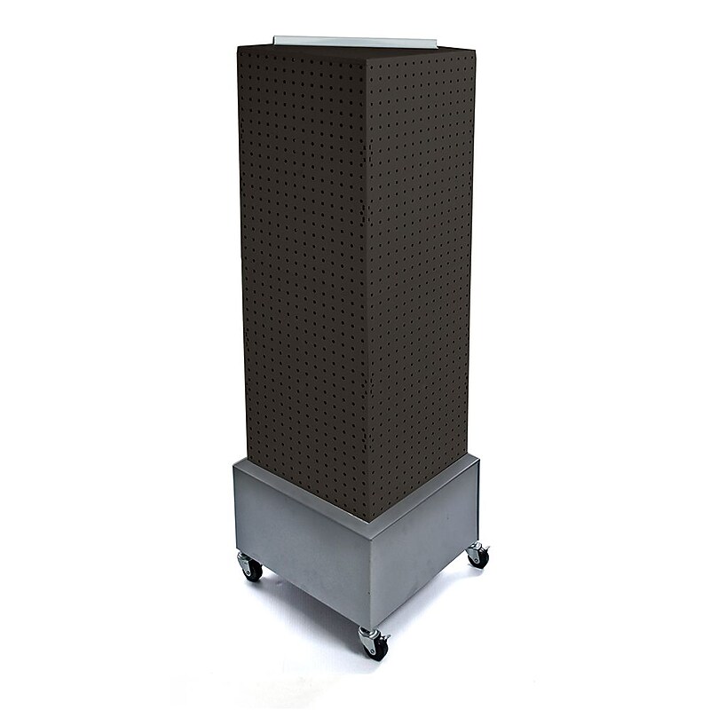 Azar® 40"(H) x 14"(W) x 14"(D) Wheeled 4-Sided Interlocking Pegboard Floor Display, Black image 1