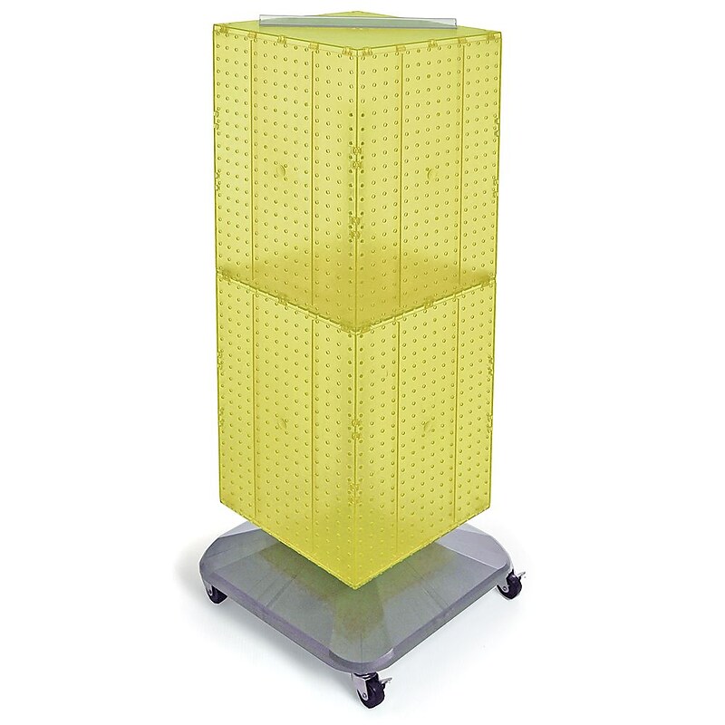 Azar 40" x 14" 4-Sided Interlocking Pegboard Floor Display With Wheels, Yellow (701436-YEL) image 1