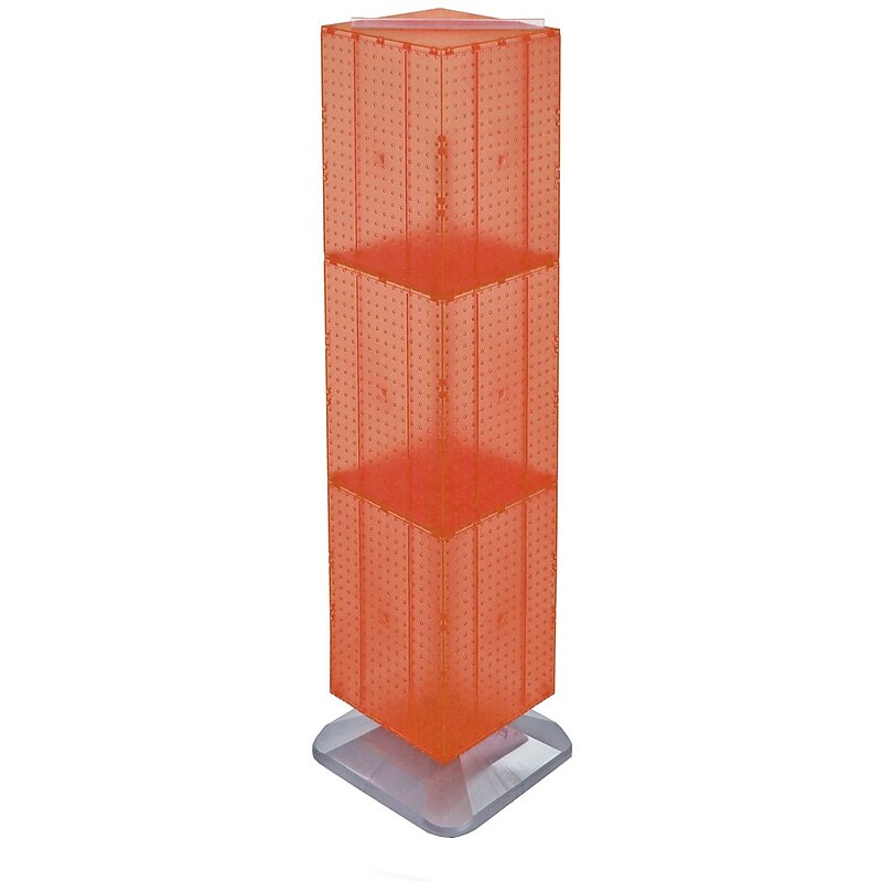 Azar® 60"(H) x 14"(W) x 14"(D) 4-Sided Interlocking Pegboard Display, Orange image 1