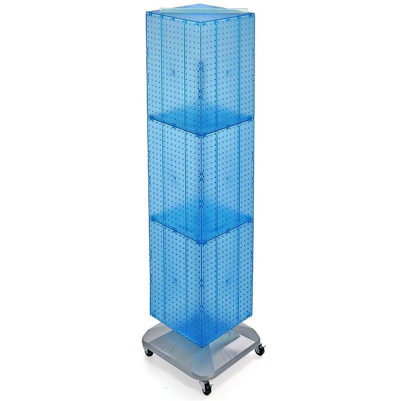 Azar® 60"(H) x 14"(W) x 14"(D) 4-Sided Interlocking Pegboard Floor Display, Blue image 1