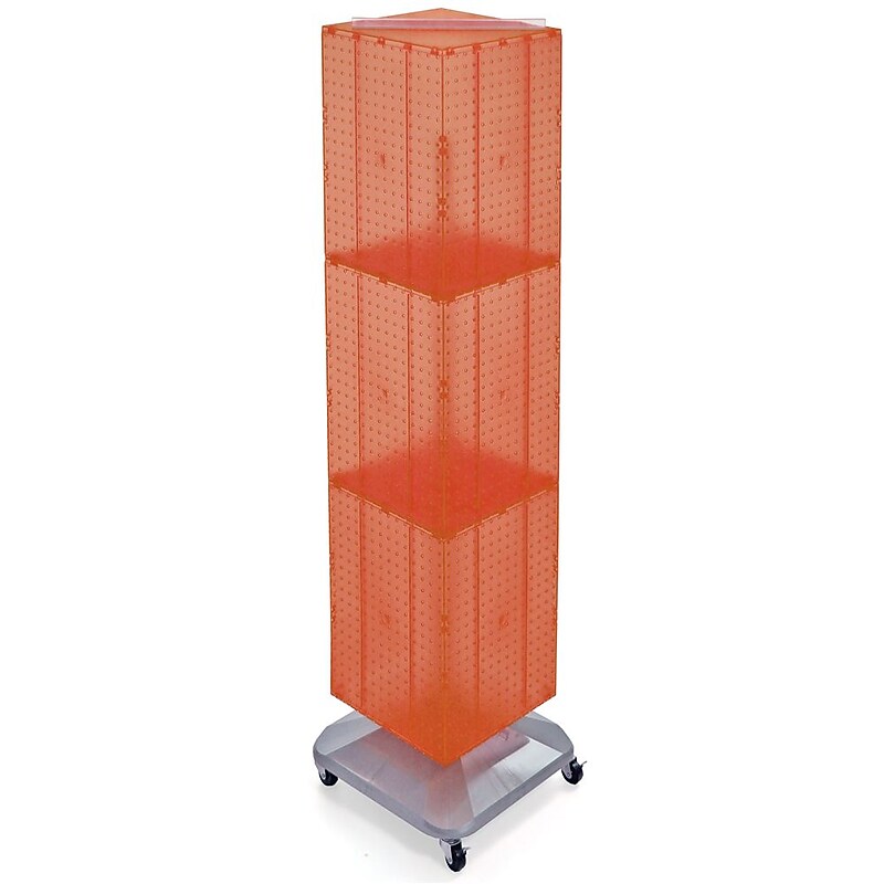Azar® 60"(H) x 14"(W) x 14"(D) 4-Sided Interlocking Pegboard Floor Display, Orange image 1