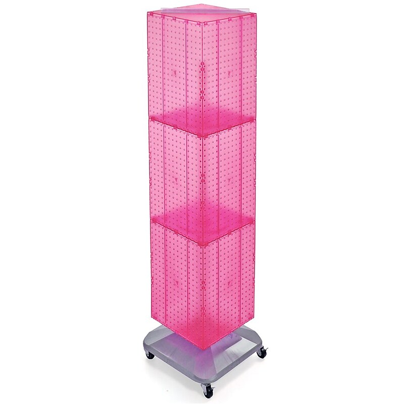 Azar® 60"(H) x 14"(W) x 14"(D) 4-Sided Interlocking Pegboard Floor Display, Pink image 1