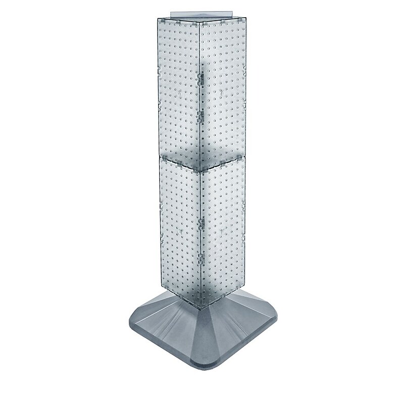 Azar® 40"(H) x 8"(W) x 8"(D) Standard 4-Sided Interlocking Pegboard Display Tower, Clear image 1