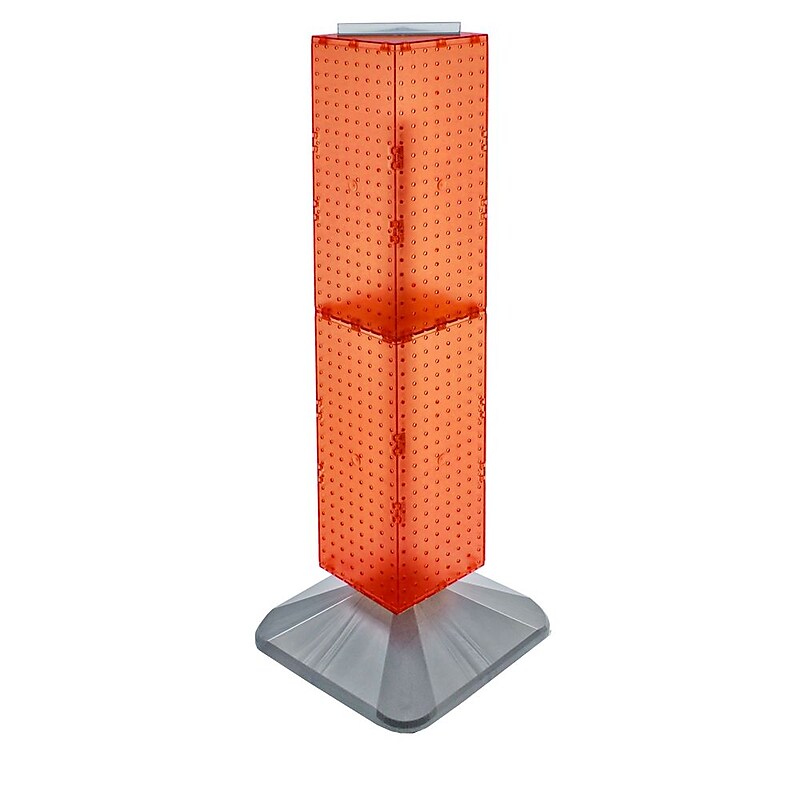 Azar 40" x 8" Standard 4-Sided Interlocking Pegboard Display Tower, Orange (703387-ORG) image 1