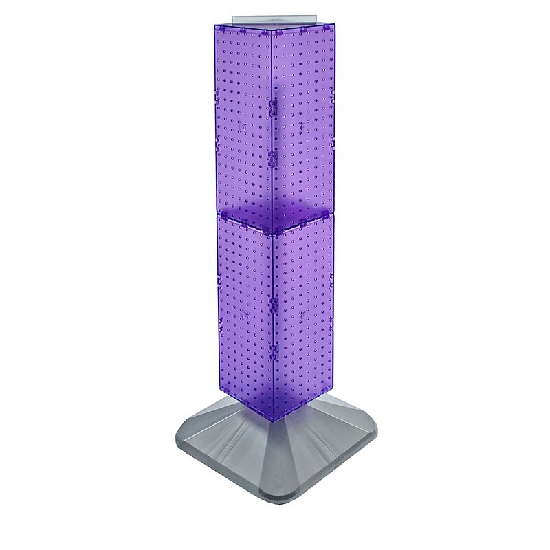 Azar 40" x 8" Standard 4-Sided Interlocking Pegboard Display Tower, Purple (703387-PUR) image 1