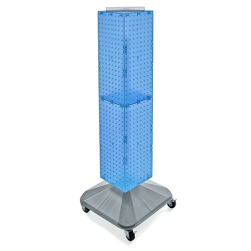 Azar 40" x 8" 4-Sided Interlocking Pegboard Display Tower WithSquare Base, Blue (703388-BLU) image 1