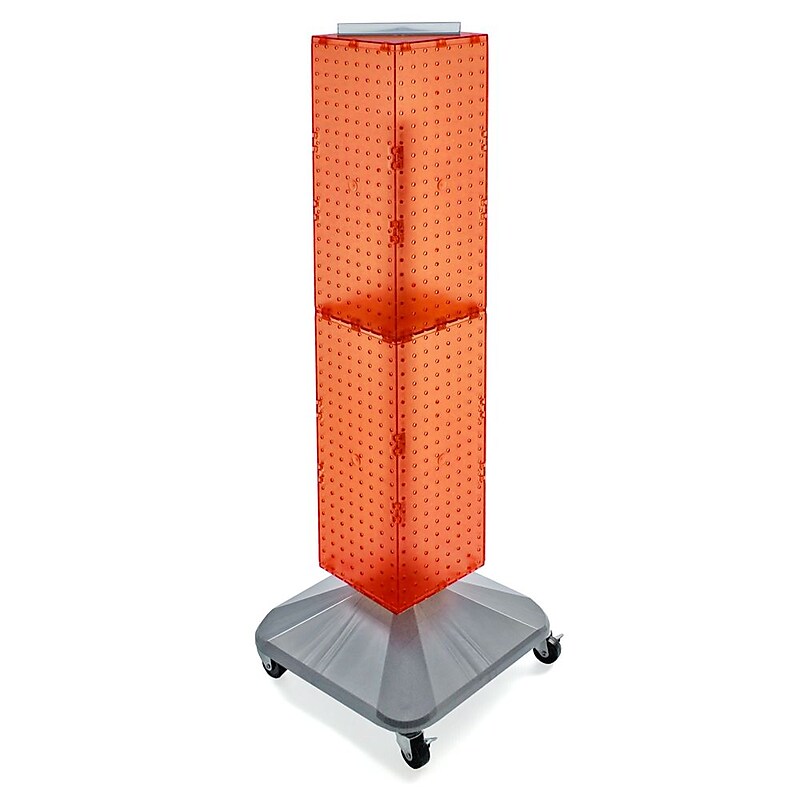 Azar 40" x 8" 4-Sided Interlocking Pegboard Display Tower WithSquare Base, Orange (703388-ORG) image 1