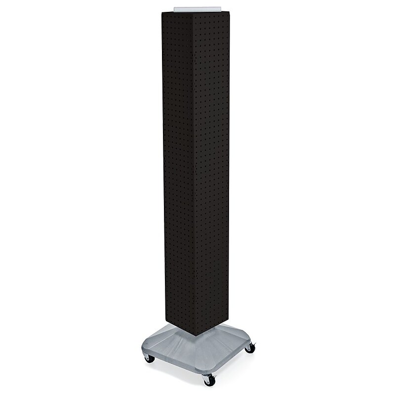 Azar® 8" x 8" x 60"Interlocking Pegboard Display With Wheels, Black image 1