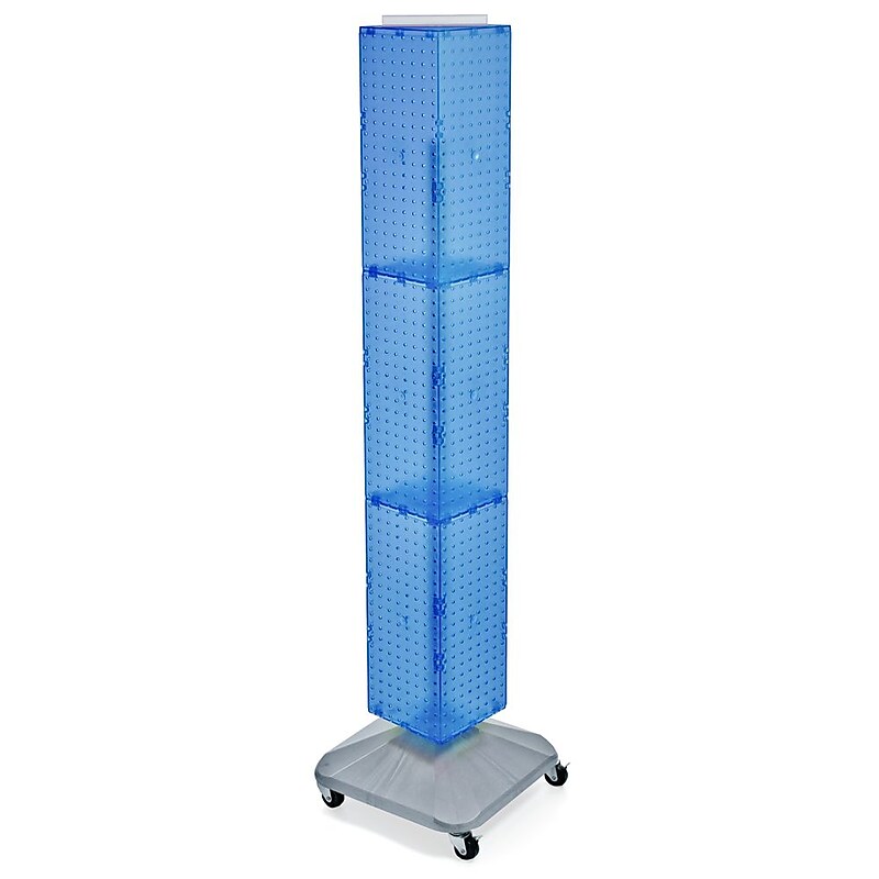 Azar® 8" x 8" x 60"Interlocking Pegboard Display With Wheels, Blue image 1