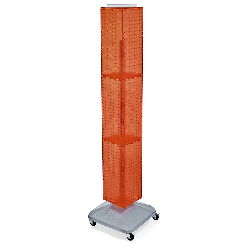 Azar® 8" x 8" x 60"Interlocking Pegboard Display With Wheels, Orange image 1