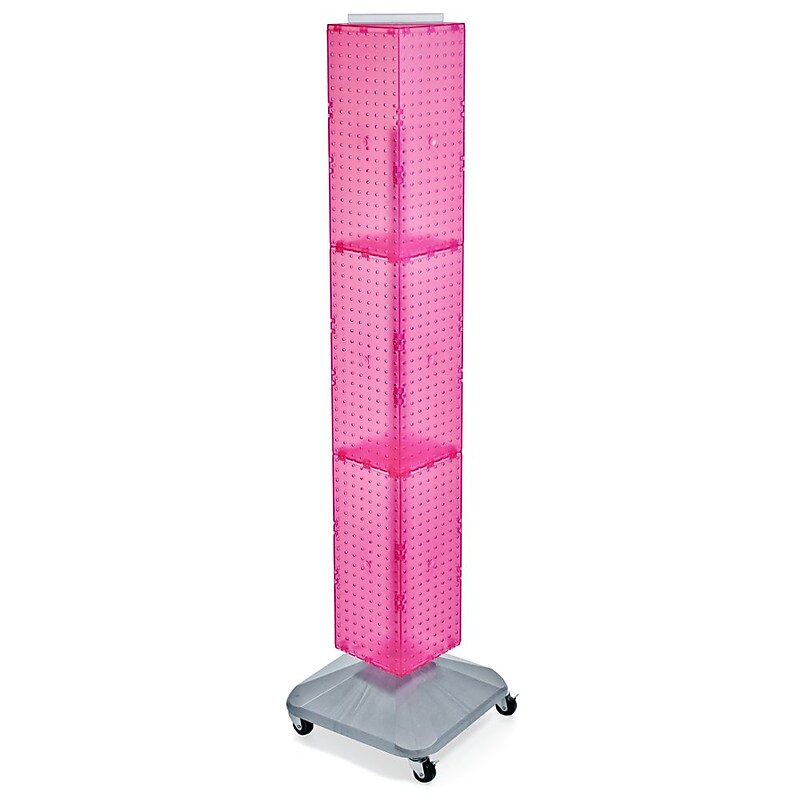 Azar® 8" x 8" x 60"Interlocking Pegboard Display With Wheels, Pink image 1