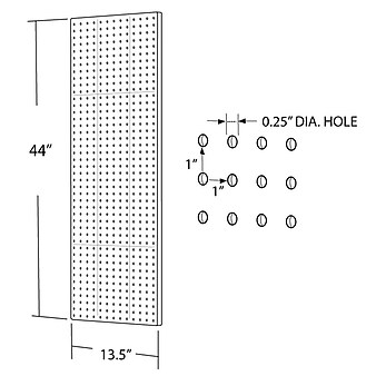 Azar® 44"(H) x 13 1/2"(W) Pegboard 1-Sided Wall Panel, Solid White, 2/Pack