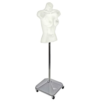 Azar® 60" Plastic Female Bust on Wheeled Plastic Base; White