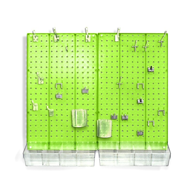 Global Approved  Pegboard Room Organizer Kit, Hardware Included, Green Opaque ,1 Piece