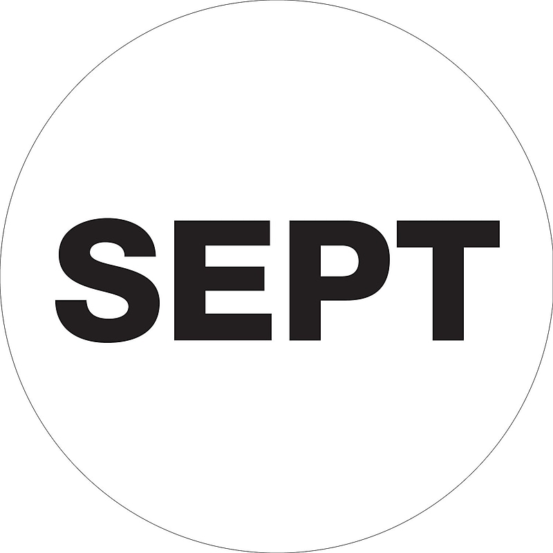 Tape Logic 1" Circle "SEPT" Month of the Year Labels, White, 500/Roll image 1