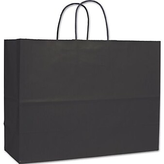 Bags & Bows 16" x 6" x 12 1/2" Varnish Stripe Shoppers, Black (15-160613-12)
