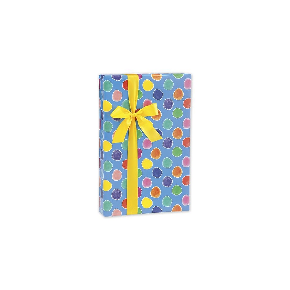 24 x 417 Painted Polka Dots Gift Wrap