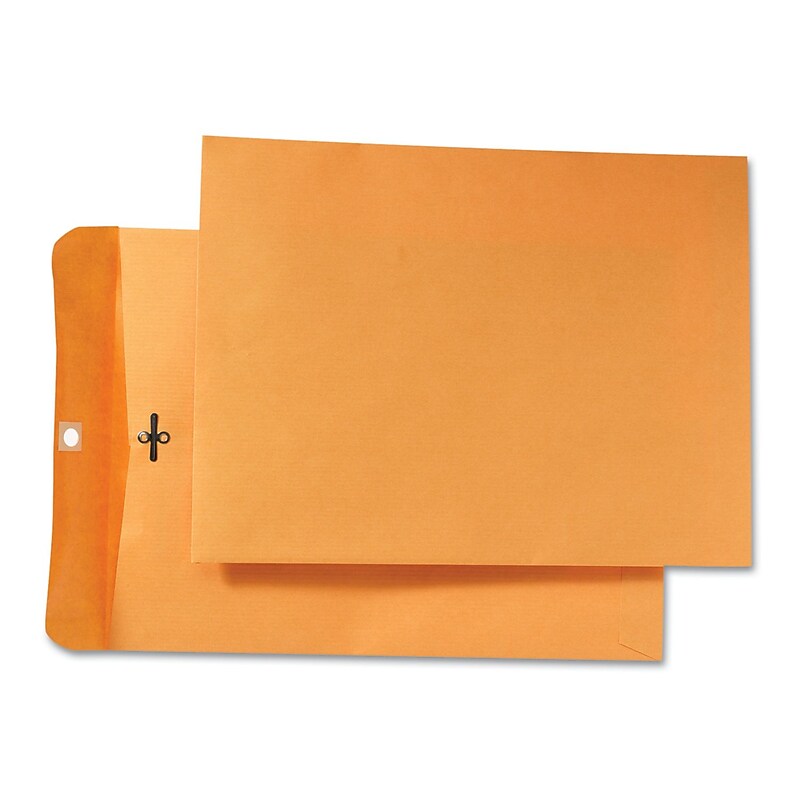 Quality Park Clasp & Moistenable Glue Nonstandard Kraft Catalog Envelope, 9" x 12", Brown, 100/Box (QUA43090) image 1