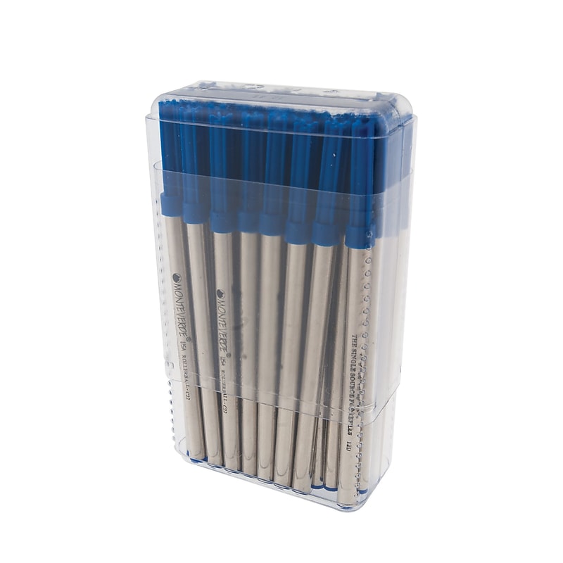 Monteverde Capless Ceramic Rollerball Refill For Pelikan Ballpoint Pens, Broad Point, Blue Ink, 50/Pack (K244BU) image 1