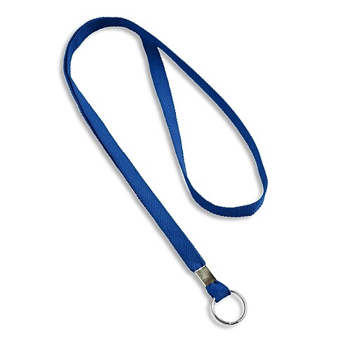 1341512RBR31 36" Blank Flat Woven Lanyards with Split Ring, Royal Blue