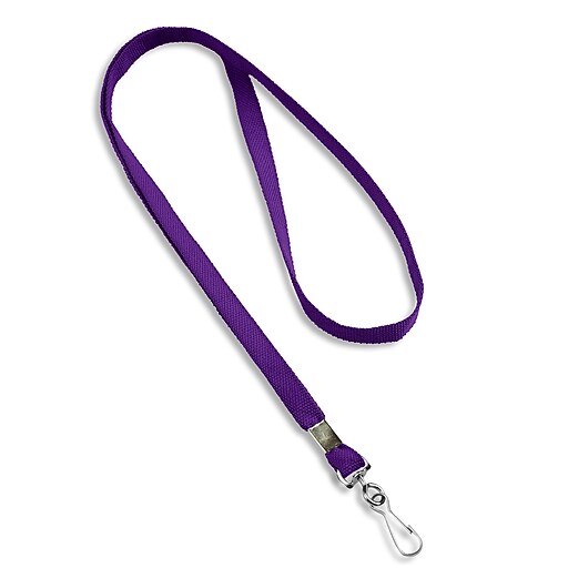 IDville 36" Blank Flat Woven Lanyards with JHook, Purple, 25/Pack