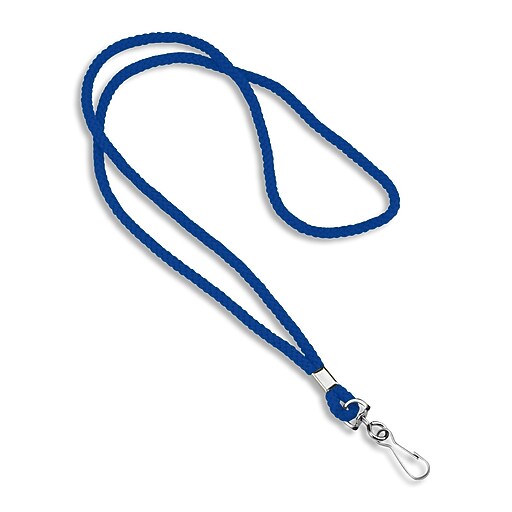 IDville® Blank Round Woven Lanyards With Metal JHook, Royal Blue Staples