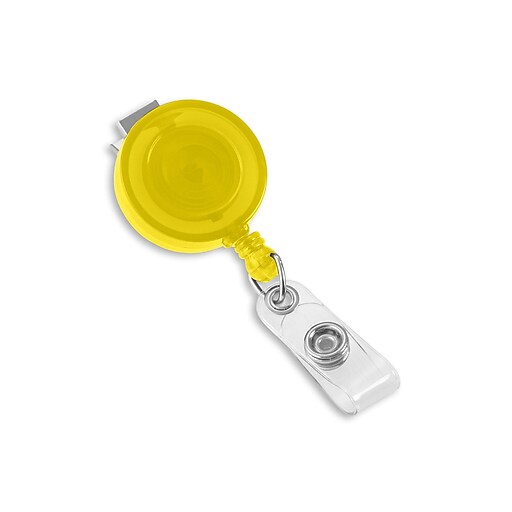 1345198YL31 Round Swivel Clip Translucent Badge Reels, Yellow, 25/Pack