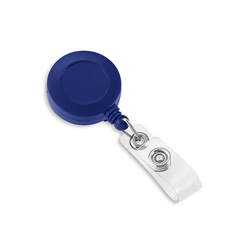 IDville Round Slide Clip Solid Color Badge Reels, Blue, 25/Pack