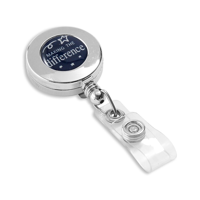 IDville "Making the Difference" Clip On Badge Reels, Chrome, 25/Pack (134100431) image 1