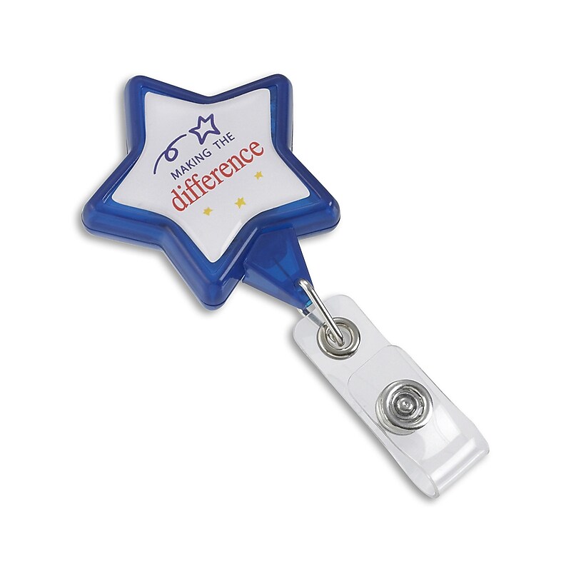 IDville Star Making the Difference Clip On Badge Reels, Blue, 25/Pack (134526231) image 1